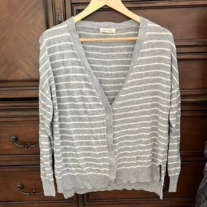 Pink Rose gray striped cardigan